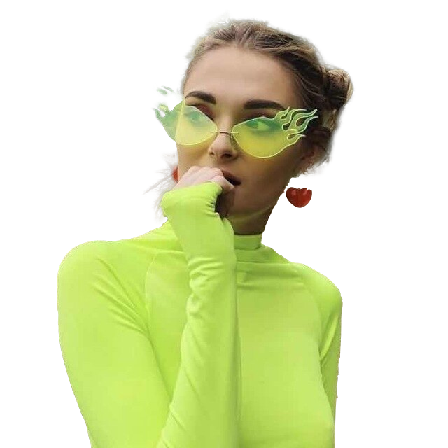 Lentes de Sol Fuego Verde Neón Transparentes By Rebel