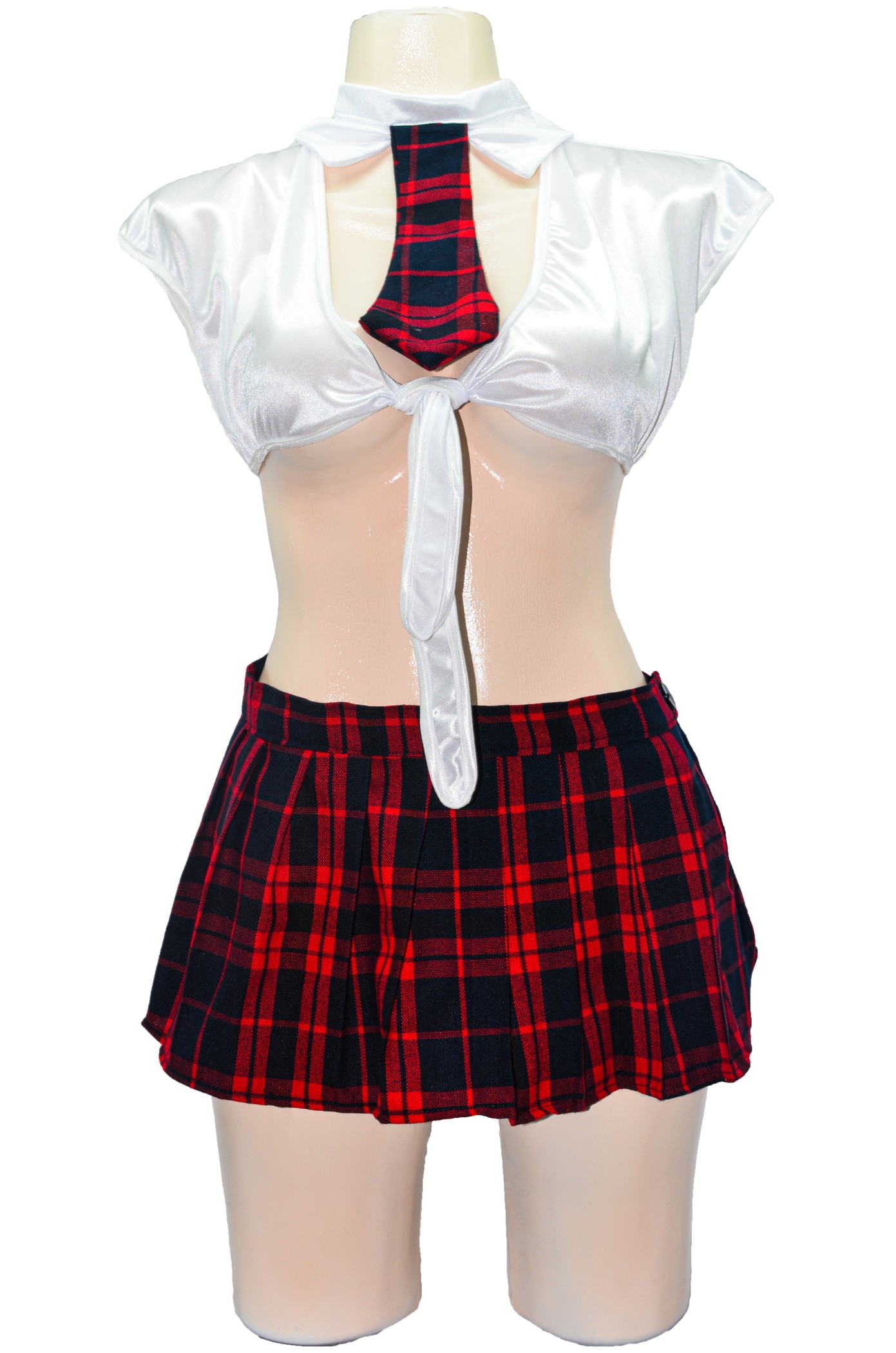 DISFRAZ COLEGIALA CUADROS ROJOS SEXY DAMA DESSEA