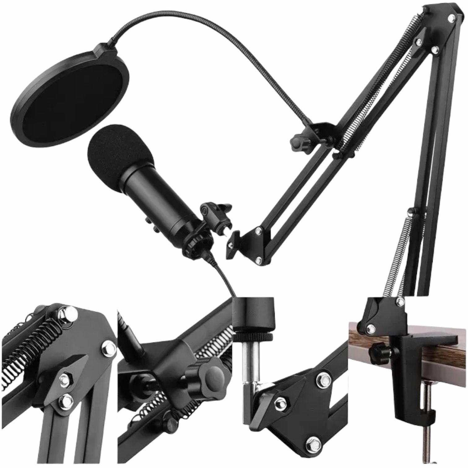 Soporte para Micrófono Condensador ideal para Estudio Filtro Pop Base de Brazo para micrófono