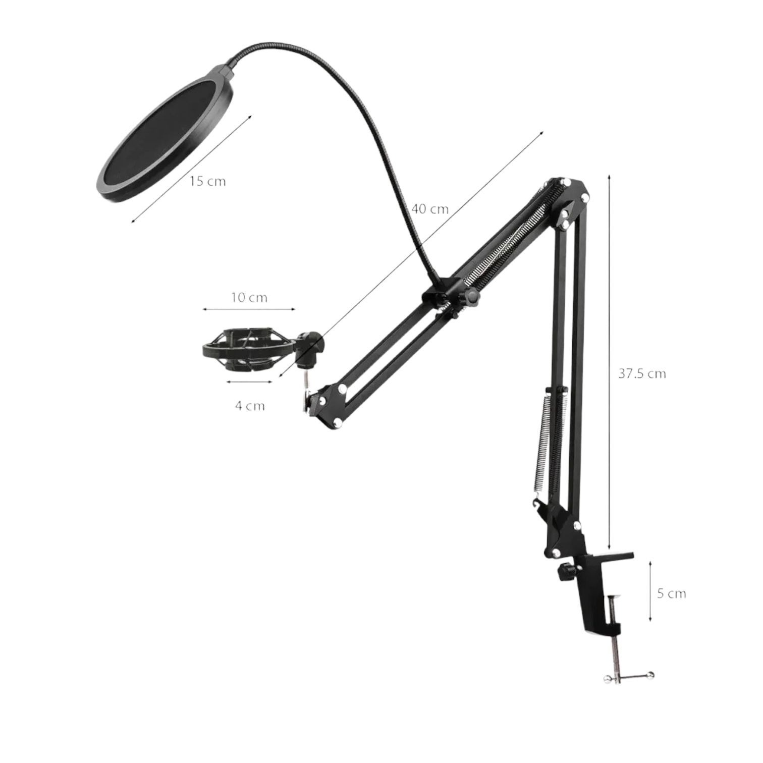 Soporte para Micrófono Condensador ideal para Estudio Filtro Pop Base de Brazo para micrófono