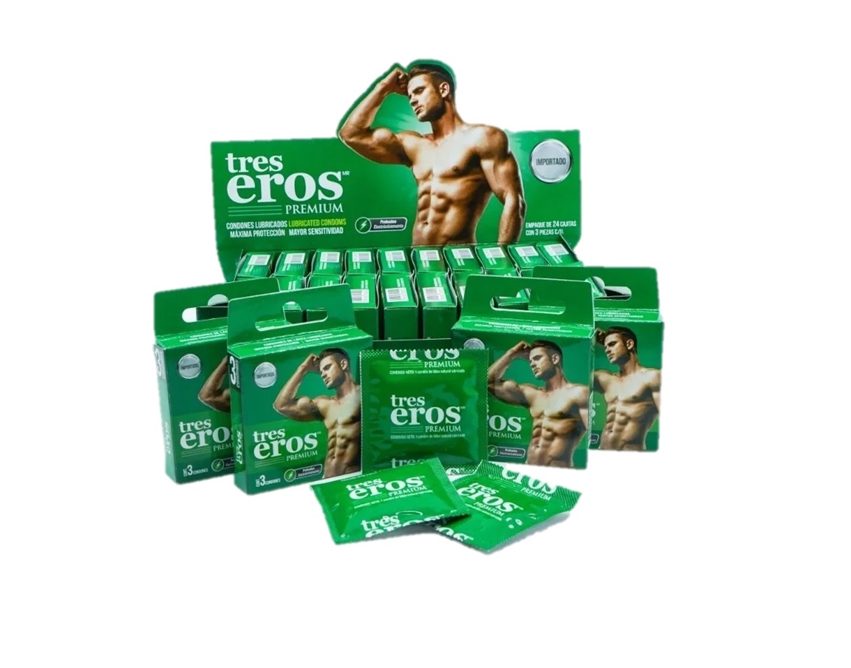 Condones Tres Eros Premium Lubricados Caja Con 72 Piezas