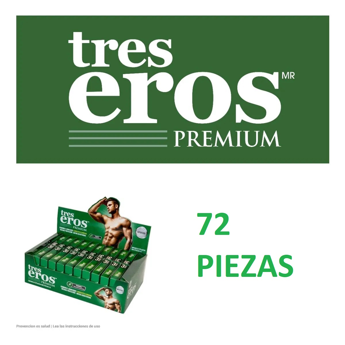 Condones Tres Eros Premium Lubricados Caja Con 72 Piezas