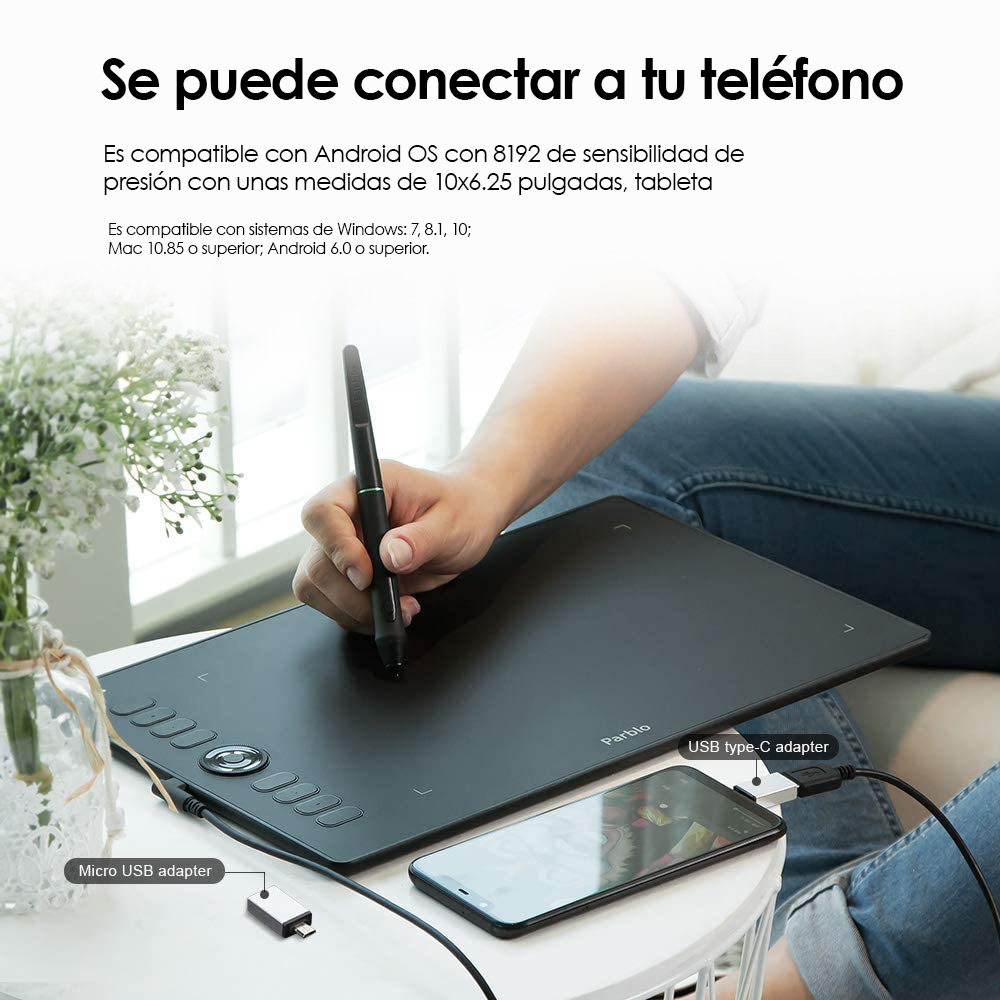 Tableta Digitalizadora Dibujo Parblo A610PRO 10x6 pulgadas