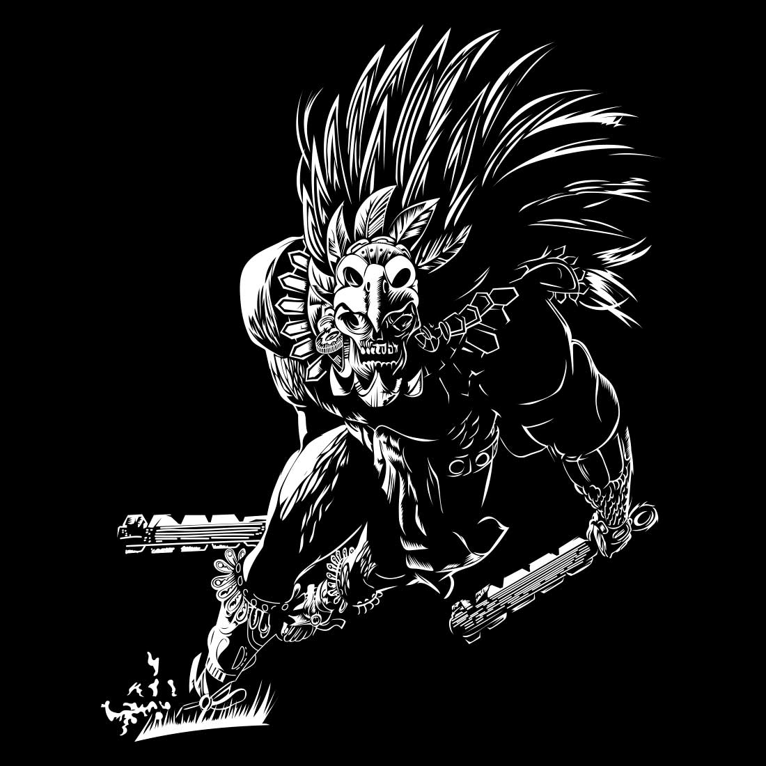 Sudadera Hoodie - Guerrero Calavera Azteca