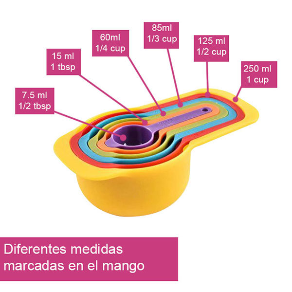 Aleissi Tazas Cucharas Medidoras Fondant Cocina Reposteria 6pz
