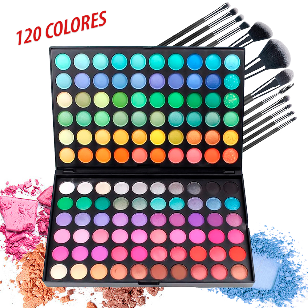 120 Colores Paleta De Sombras Larga Duración Para Maquillaje Mas Set De Brochas 