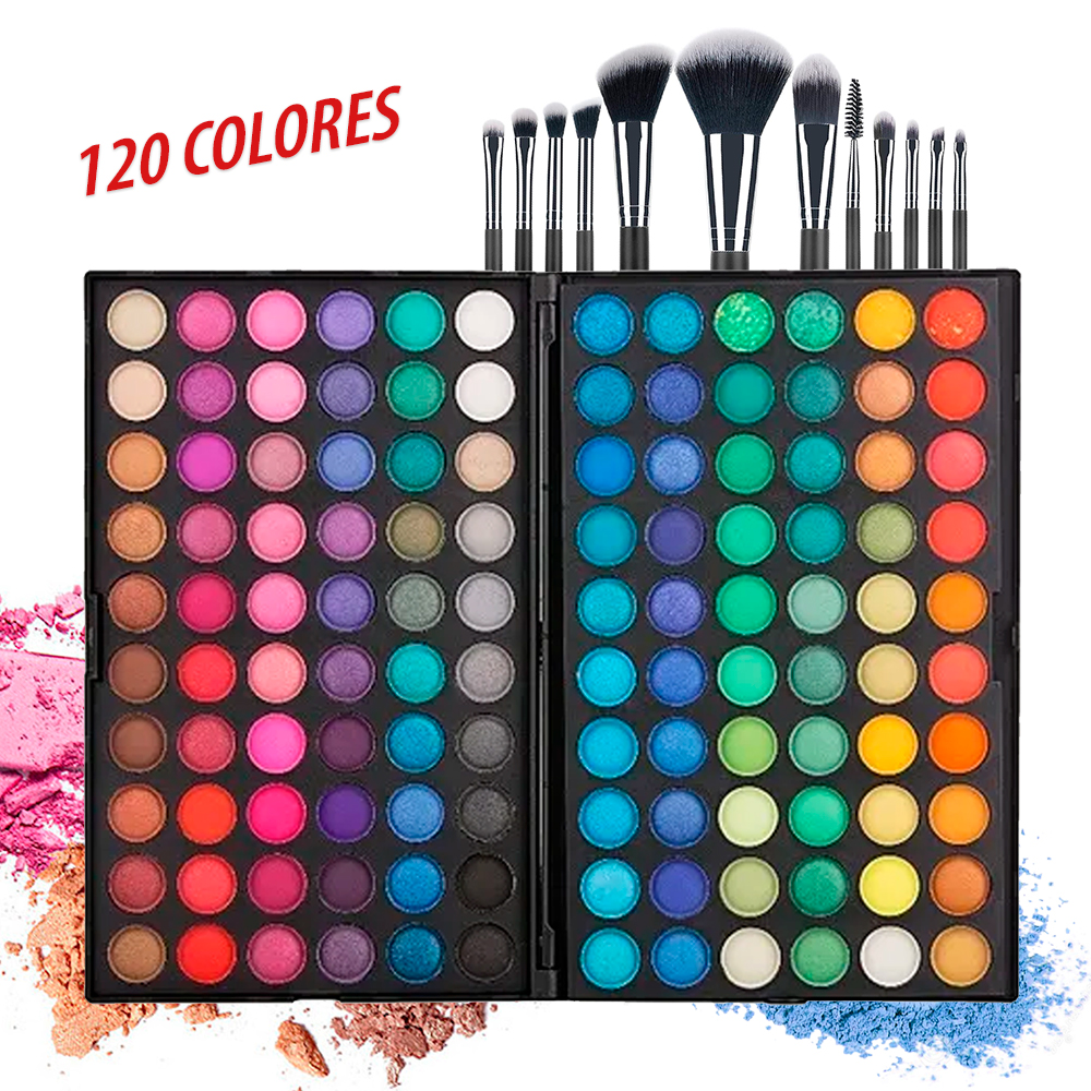 120 Colores Paleta De Sombras Larga Duración Para Maquillaje Mas Set De Brochas .
