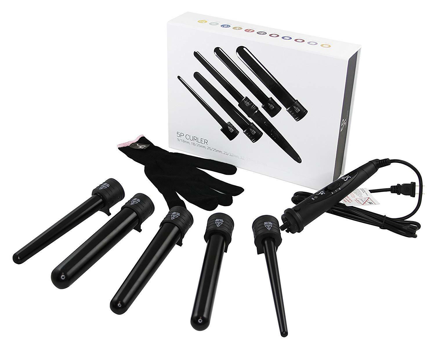 Herstyler 5P 5 en 1 Rizador Cerámica conmutable Curling Varita Conjunto de iones OFERTA POR CAJA DESGASTADA
