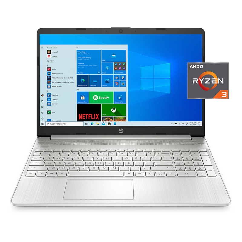 Laptop Hp 15.6 Disco Sólido 128gb Ryzen 3, 4gb Ram Silver + Impresora