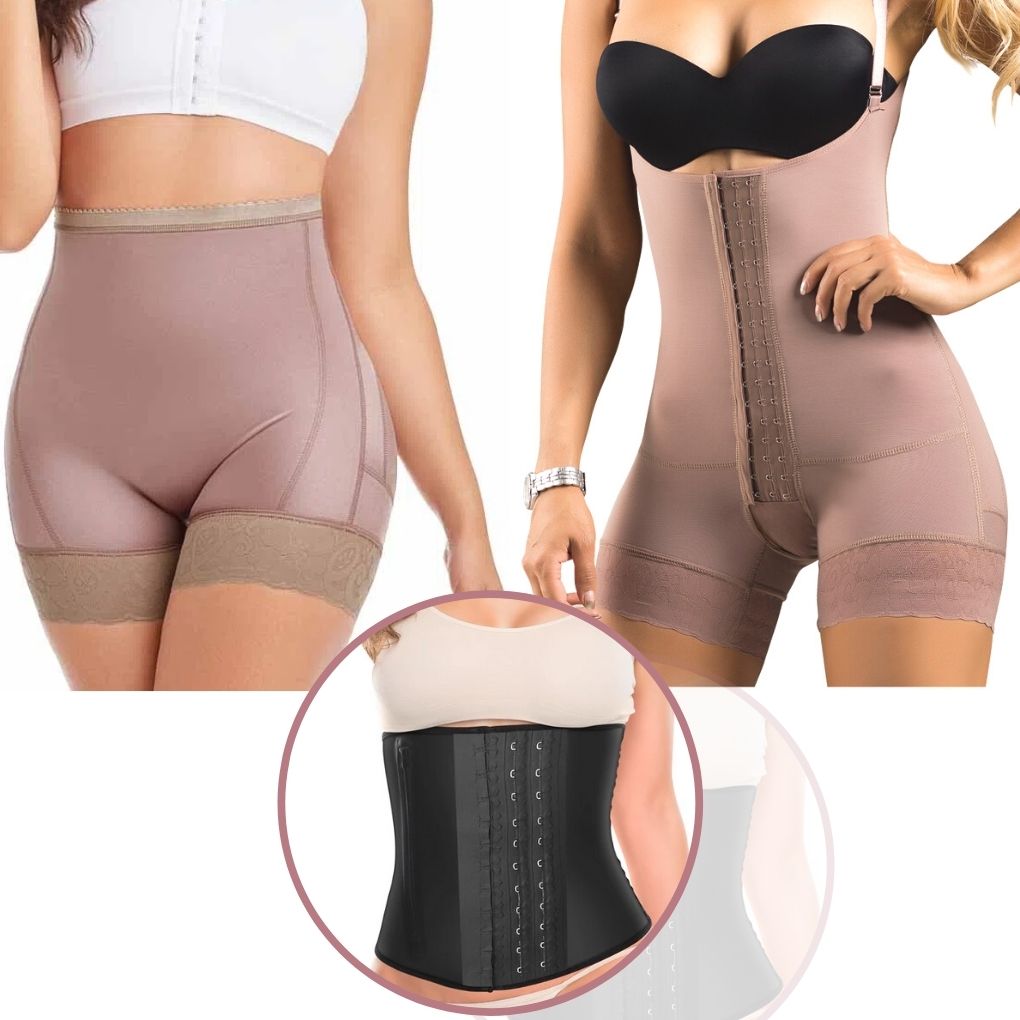 Fajas Colombianas 3 Pack Realce Natural Reductora Panty Short Levanta Glúteos Mas Cinturilla Látex De Regalo