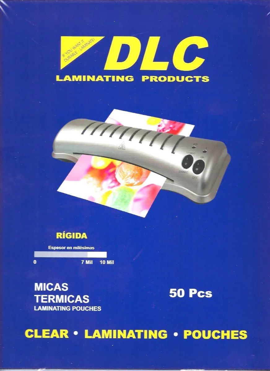 Mica Térmica Rígida, Carta, 7 Milésimas, Marca DLC. 50 Micas en 1 Paquete 22.9x29.2cm