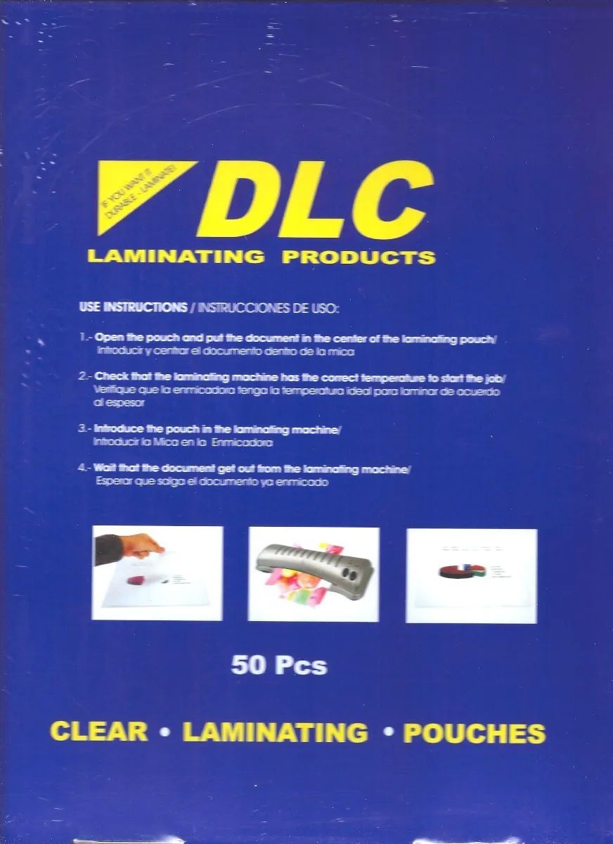 Mica Térmica Rígida, Carta, 7 Milésimas, Marca DLC. 50 Micas en 1 Paquete 22.9x29.2cm