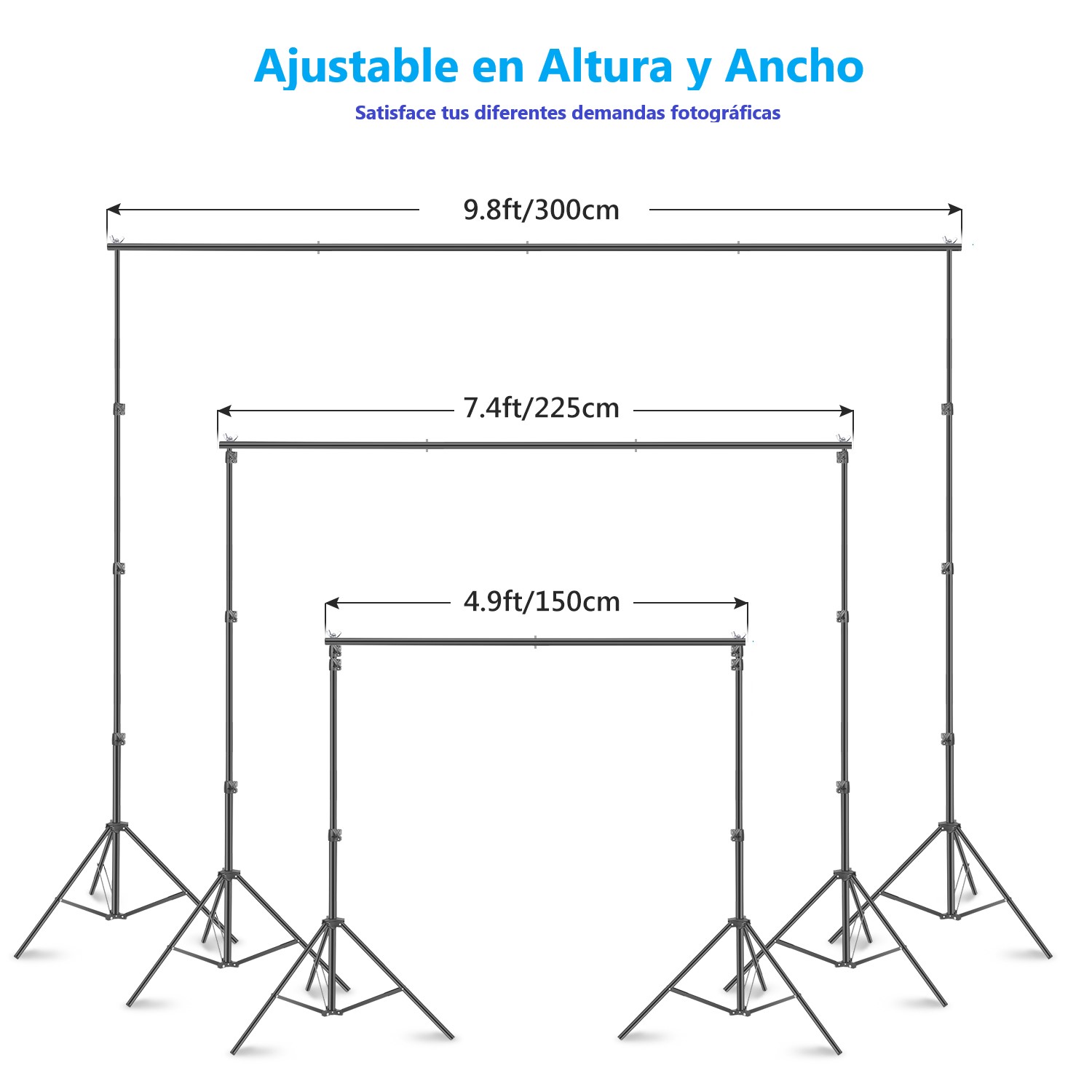 Soporte para Fondos Estudio Fotográfico Ajustable de 3 x 2 m con Sandbags