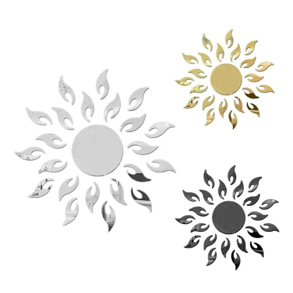 Espejo Vinilo Decorativo Sticker Adhesivo En Forma De Sol De 50x50 cm