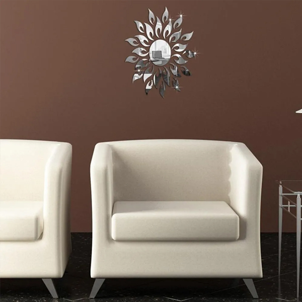 Espejo Vinilo Decorativo Sticker Adhesivo En Forma De Sol De 50x50 cm