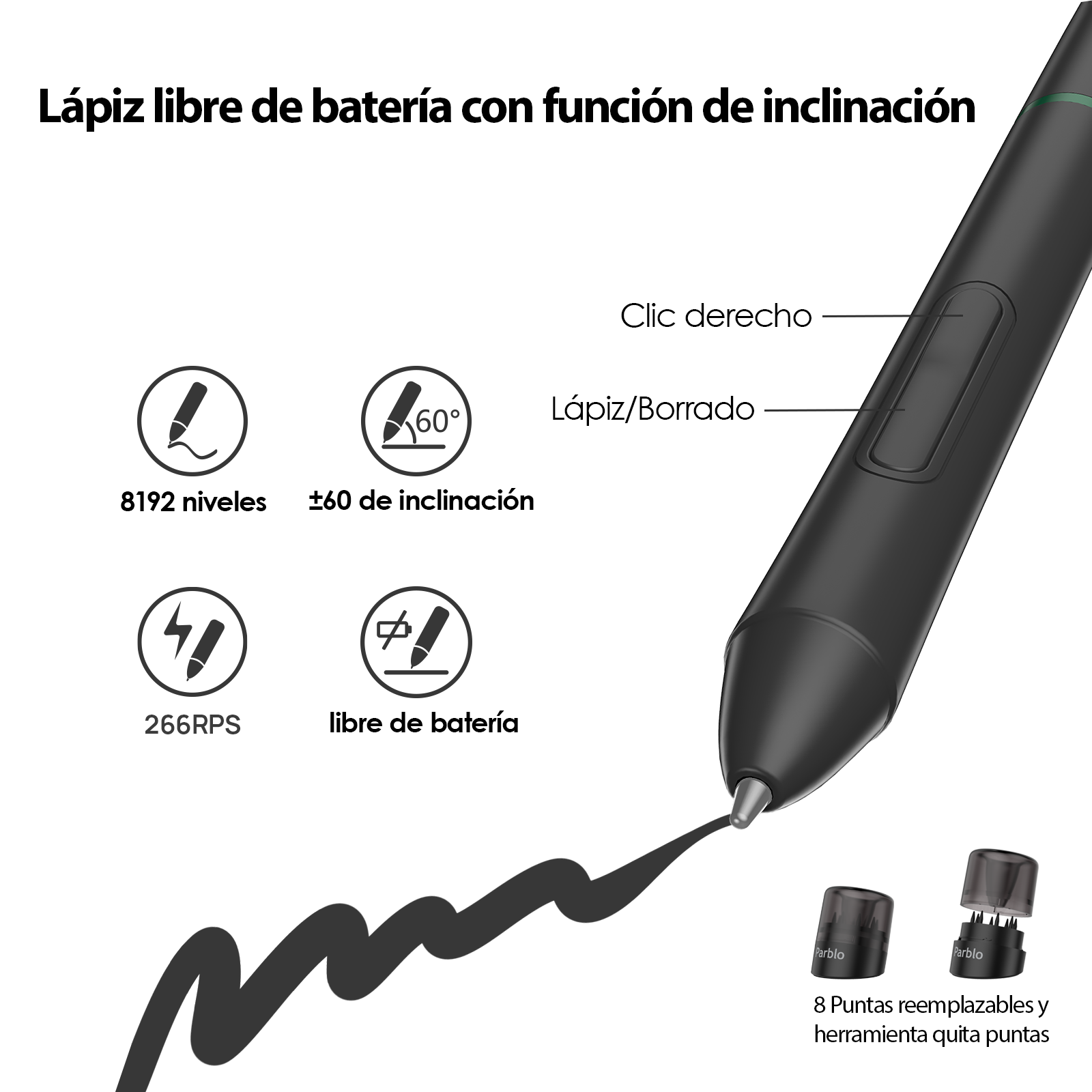 Tableta Digitalizadora Dibujo Parblo Intangbo S 7x4 pulgadas