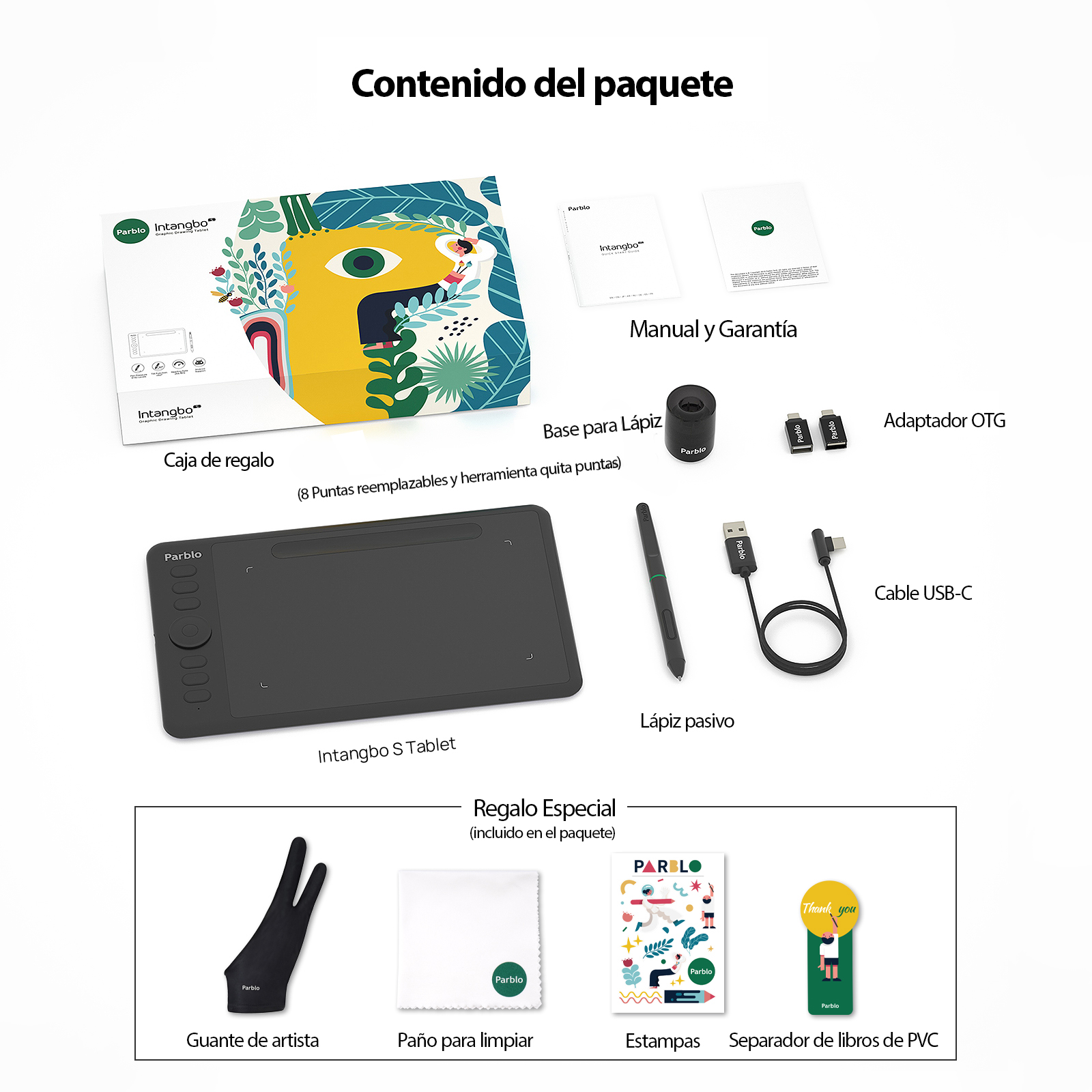 Tableta Digitalizadora Dibujo Parblo Intangbo S 7x4 pulgadas