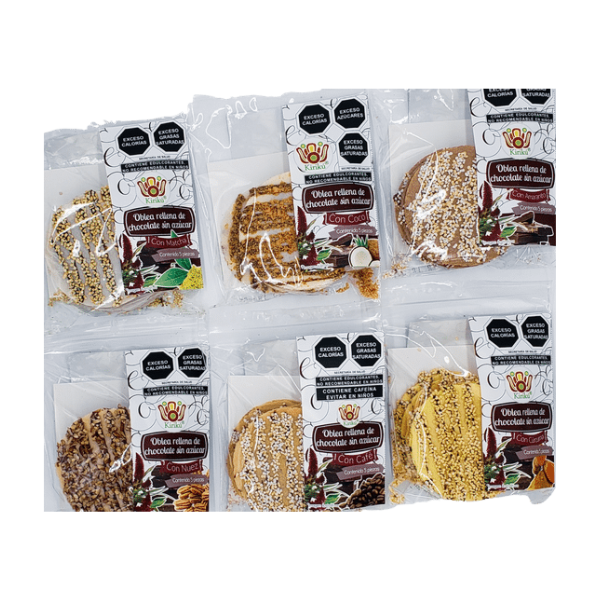 Obleas Rellenas de Chocolate Sin Azúcar 60% Cacao (50 Obleas)