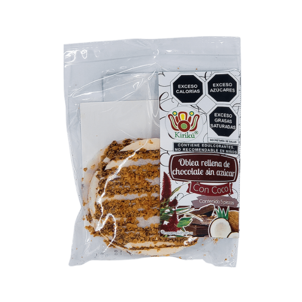 Obleas Rellenas de Chocolate Sin Azúcar 60% Cacao (50 Obleas)