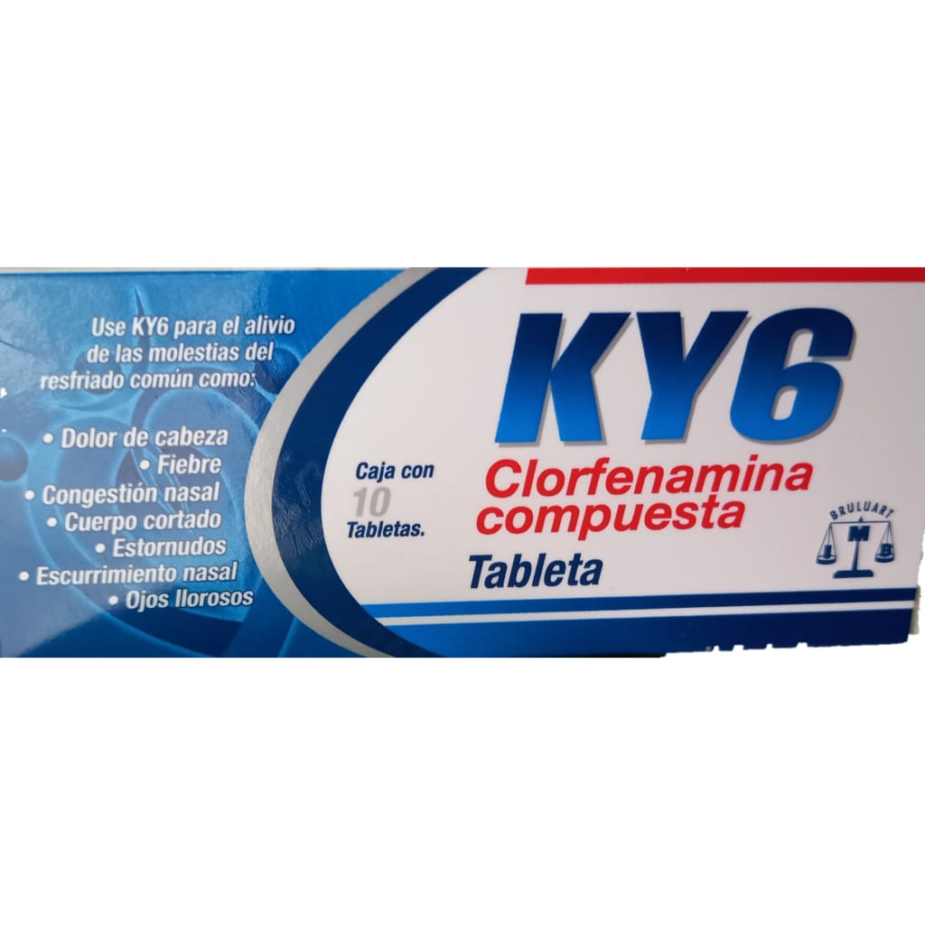 Ky6 Clorfenamina Compuesta Tableta Con 10 Comprimidos (3 Piezas)