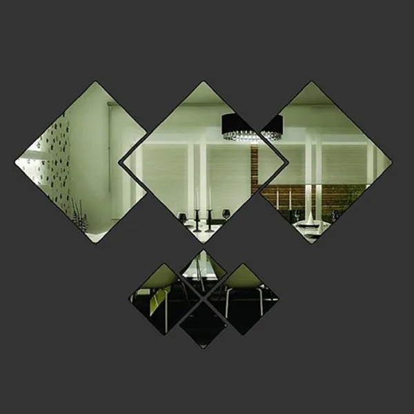 Espejo Vinilo Decorativo Sticker Adhesivo En Forma De Rombo De 16.5 cm