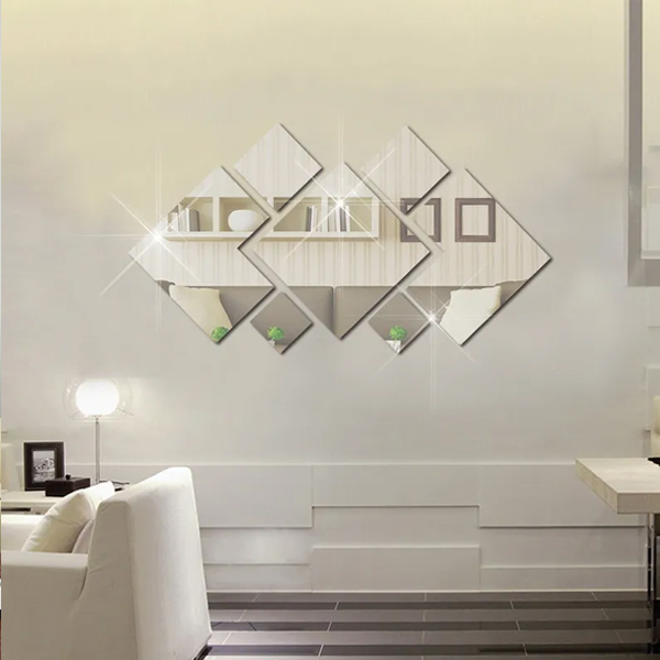 Espejo Vinilo Decorativo Sticker Adhesivo En Forma De Rombo De 16.5 cm