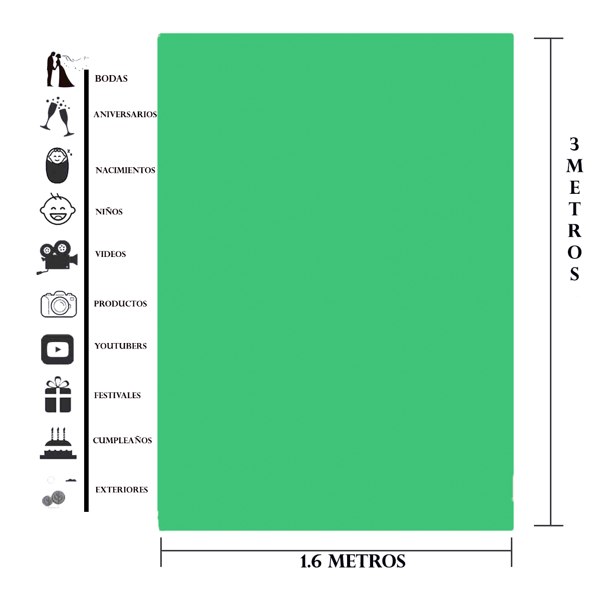 Estudio Fotográfico Soporte para Fondos Ajustable - Chromakey
