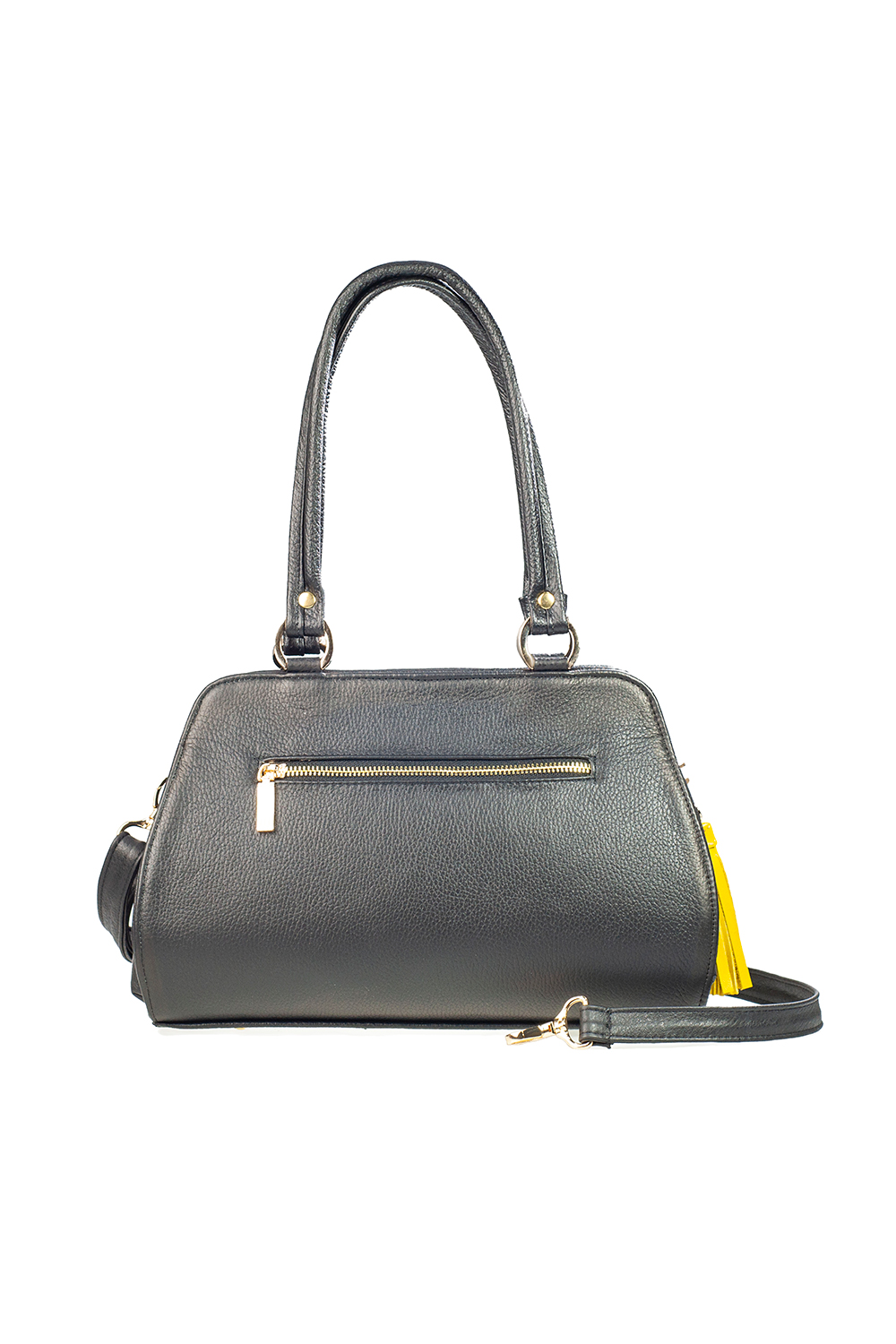 Bolso AngeLozano de Piel Cincelada y pintada a Mano color Negro Modelo Lucia