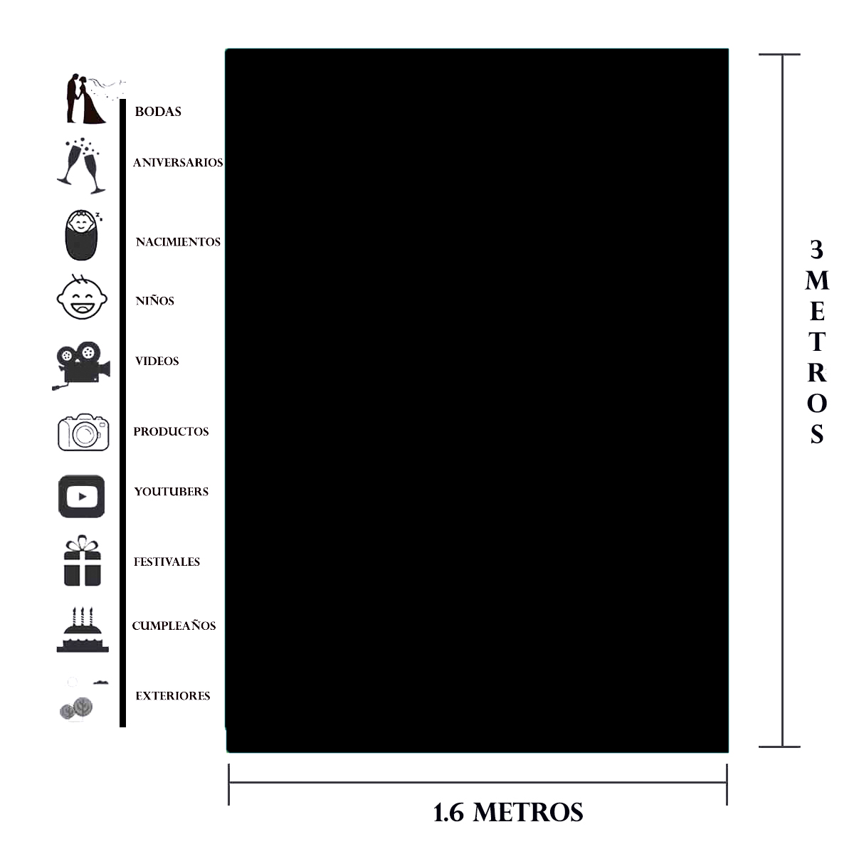Estudio Fotográfico Soporte para Fondos Ajustable - Chromakey