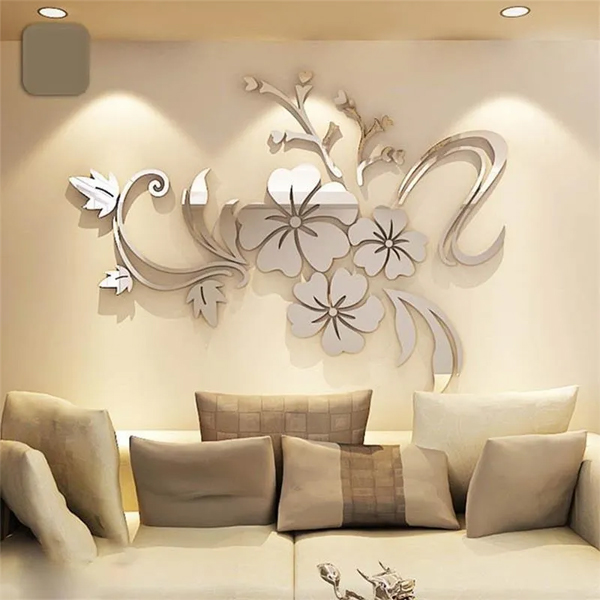 Espejo Vinilo Acrílico Decorativo Sticker Adhesivo En Forma De Flor 3D De 100x76 cm