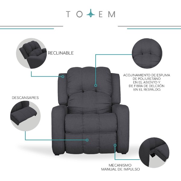 Sillon Ortopedico Reclinable Tapizado De Lino Premium Totem