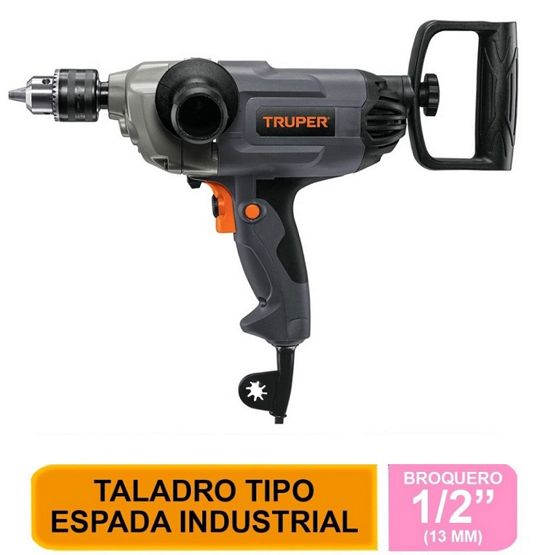 Taladro Tipo Espada de 1/2 de 1150W Truper Industrial Uso Rudo y Continuo Para perforar y Mesclar pintura Mortero cemento pastas Adhesivos