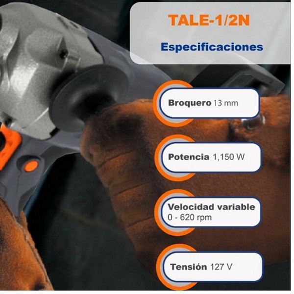 Taladro Tipo Espada de 1/2 de 1150W Truper Industrial Uso Rudo y Continuo Para perforar y Mesclar pintura Mortero cemento pastas Adhesivos