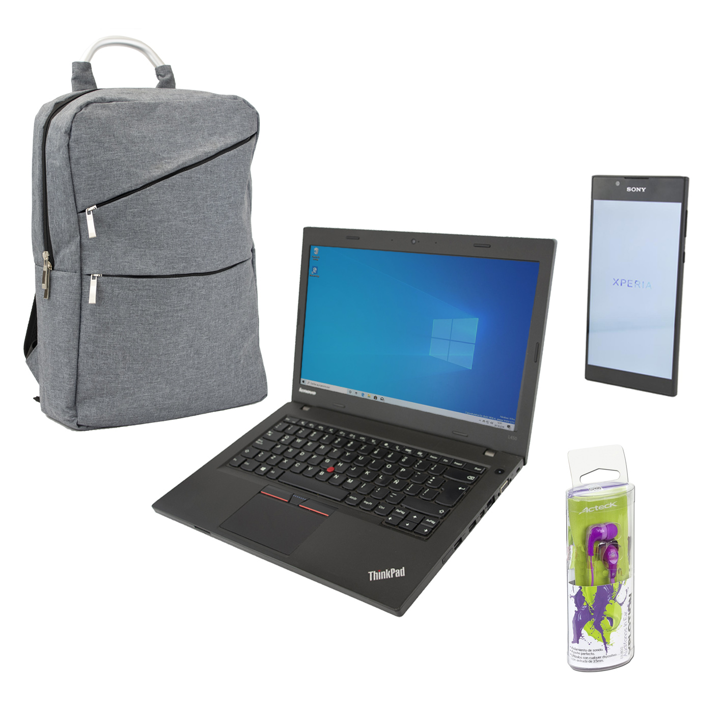Laptop Lenovo L450 Core i5 5200 2.20 Ghz 8 GB Ram 1 TB HDD + Sony Xperia E5 + Audifonos Acteck + Mochila Laptop  EQUIPO REACONDICIONADO A