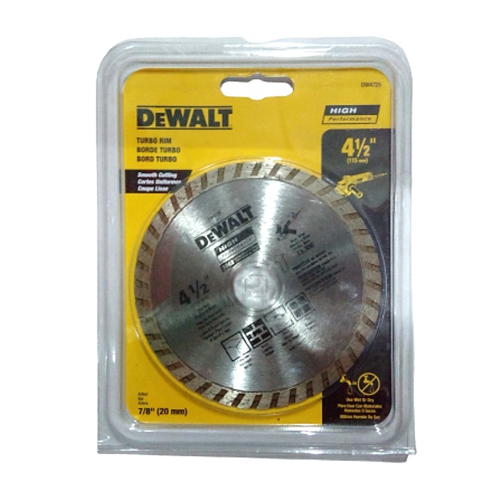 Disco Diamante Dewalt 4-1/2 " eje interior 7/8"