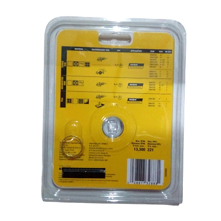 Disco Diamante Dewalt 4-1/2 " eje interior 7/8"