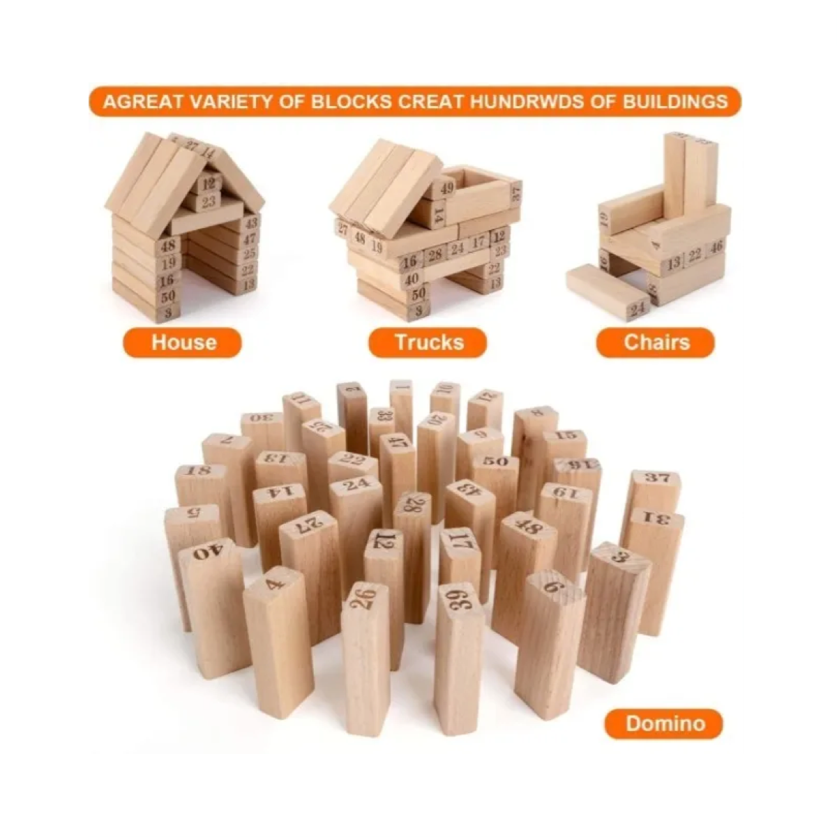 Juego Jenga Clásico Madera Acabado Fino, 48 Bloques Madera 4 Dados.