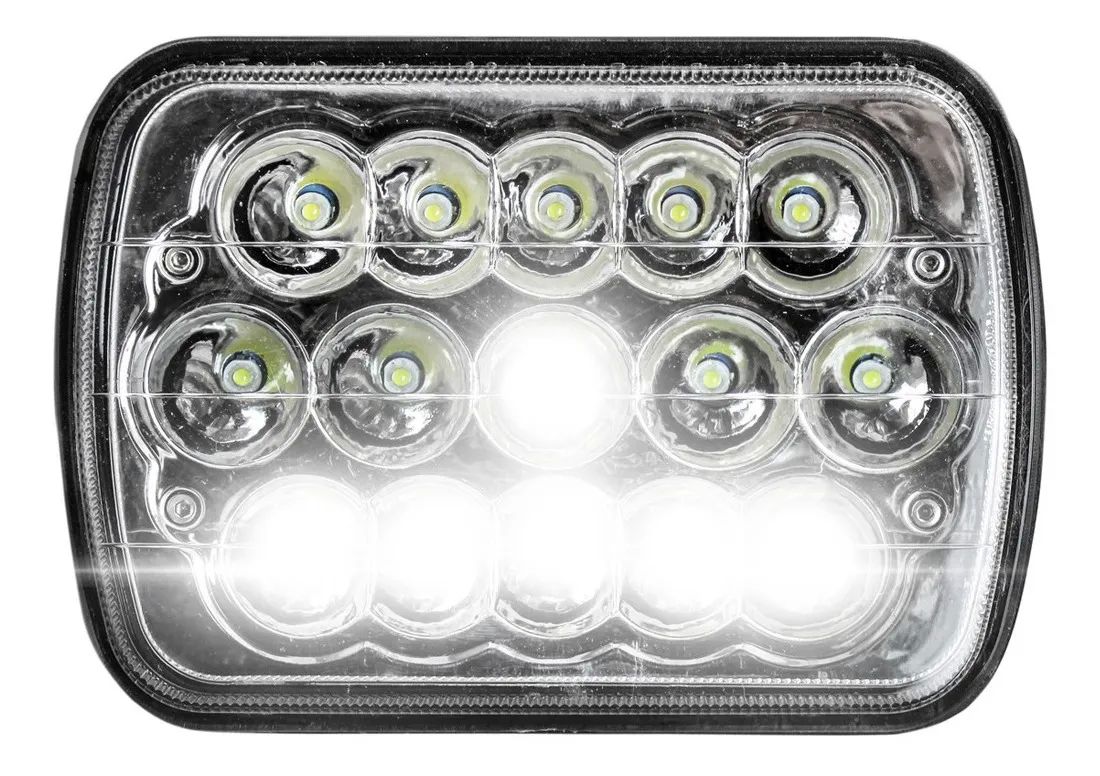 Unidad Faro 15 Led 5x7 Rectangular H4 Luz Alta y Baja 2 piezas