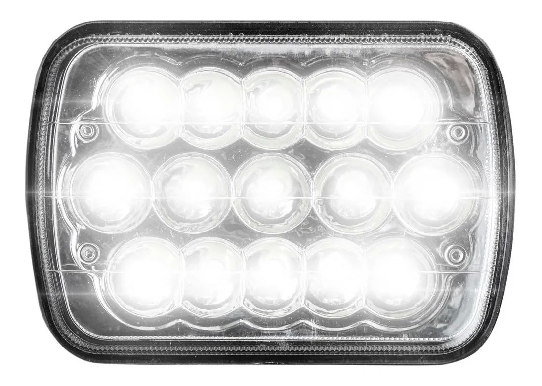 Unidad Faro 15 Led 5x7 Rectangular H4 Luz Alta y Baja 2 piezas