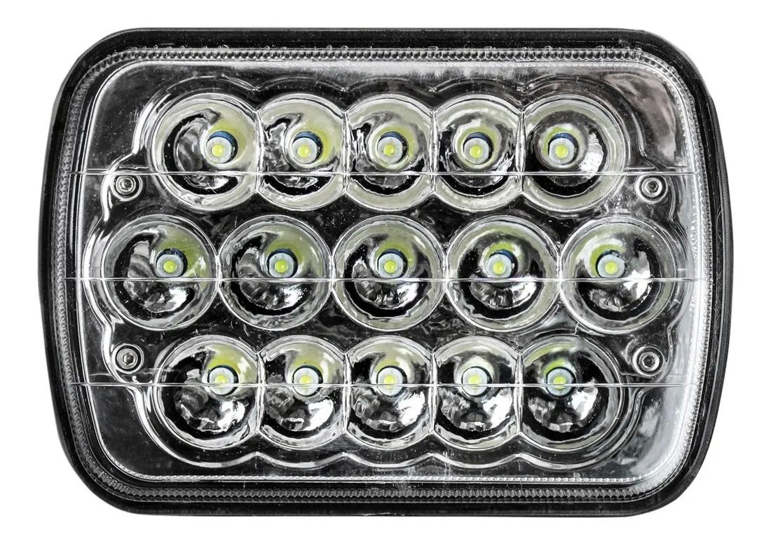Unidad Faro 15 Led 5x7 Rectangular H4 Luz Alta y Baja 2 piezas
