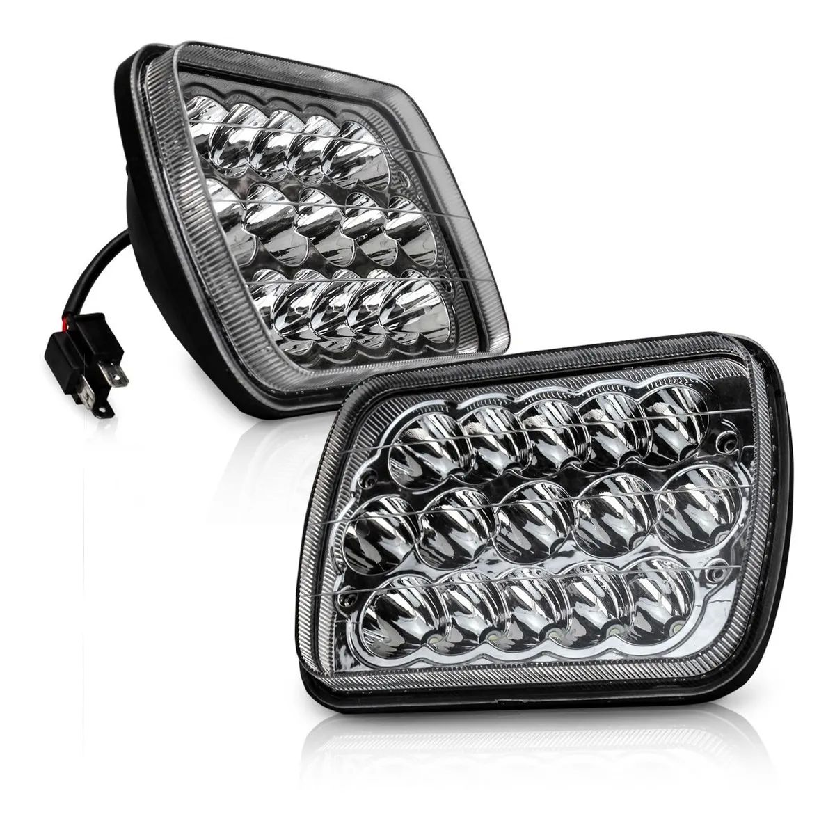 Unidad Faro 15 Led 5x7 Rectangular H4 Luz Alta y Baja 2 piezas