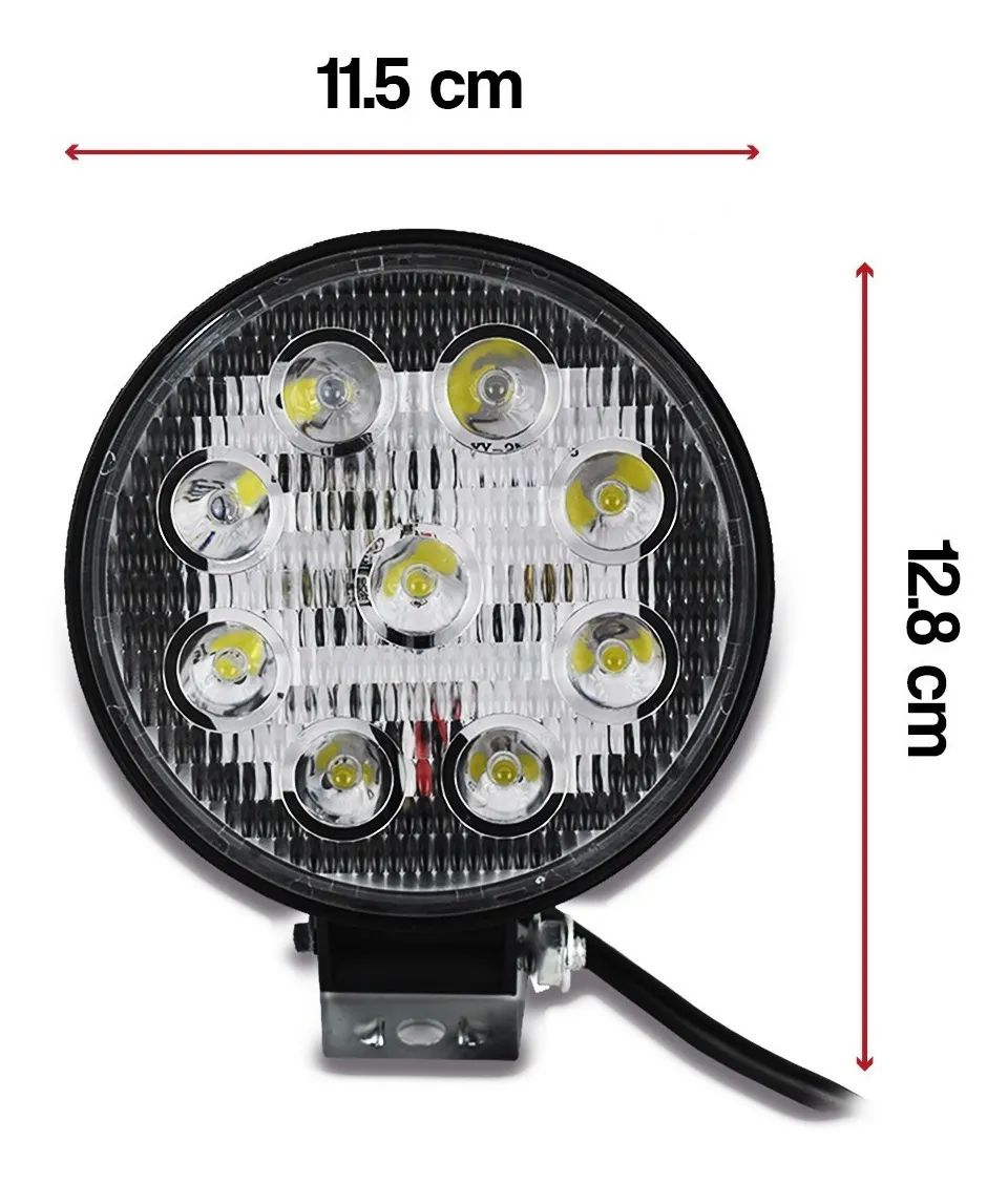 Faros 9 Hiper Led Redondo Auxiliar Luz Fija y Estrobo 2 piezas