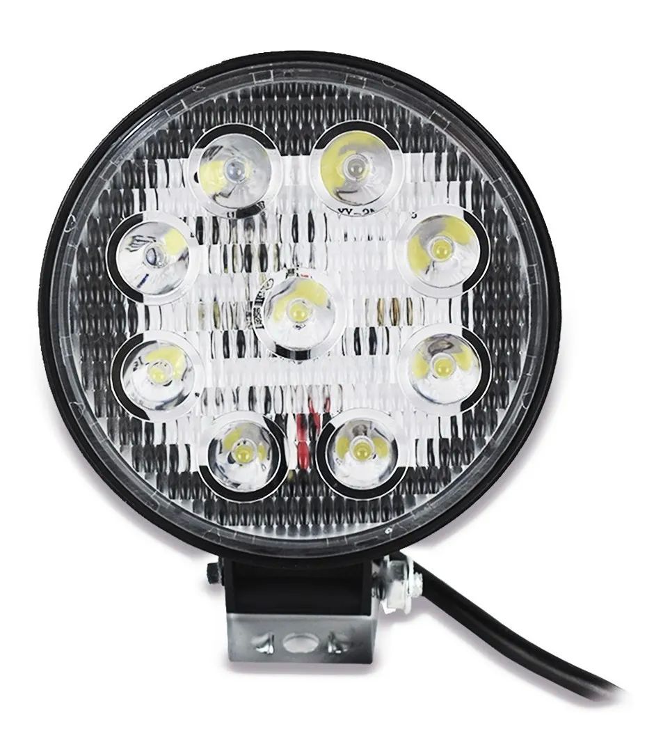 Faros 9 Hiper Led Redondo Auxiliar Luz Fija y Estrobo 2 piezas