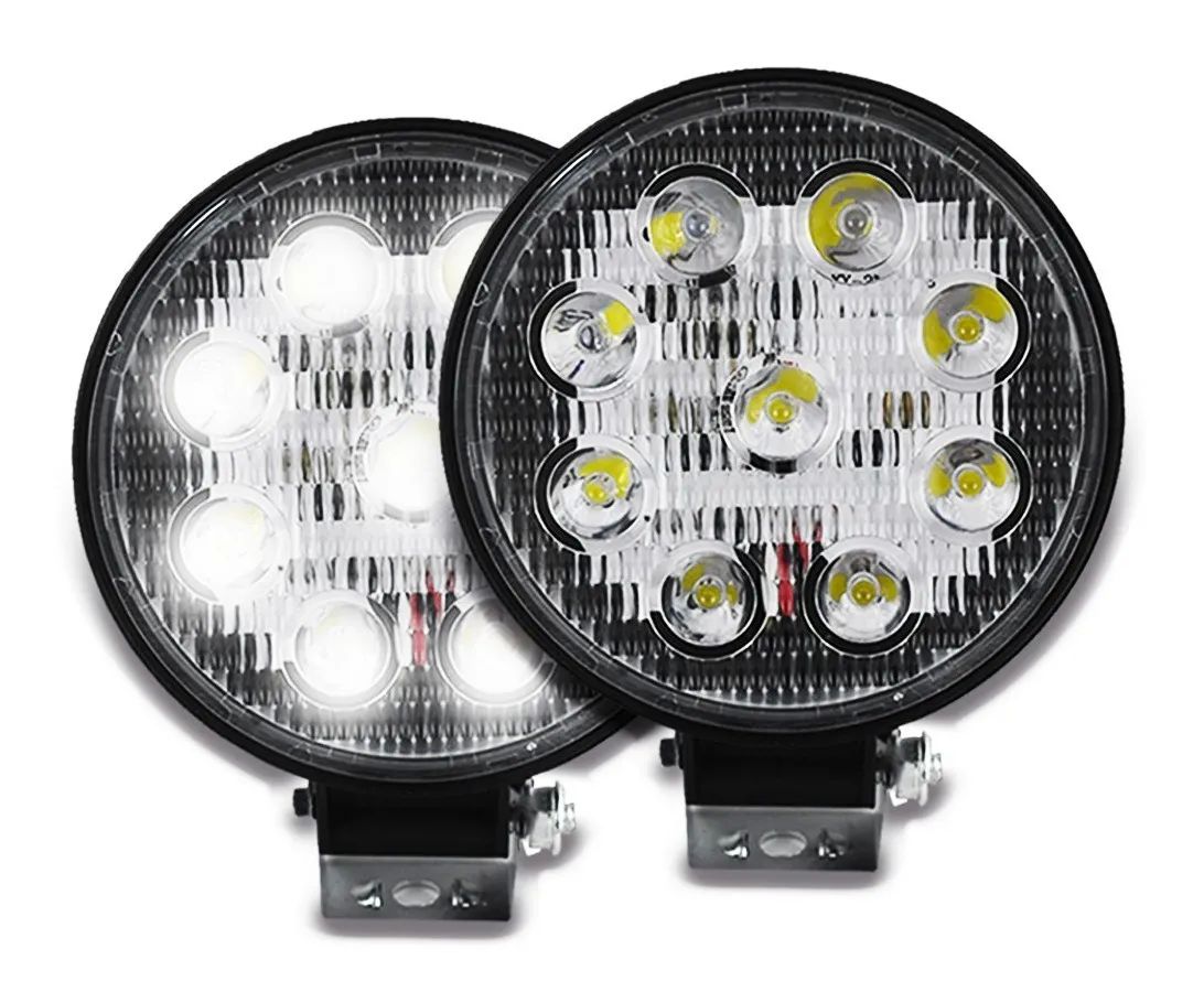 Faros 9 Hiper Led Redondo Auxiliar Luz Fija y Estrobo 2 piezas