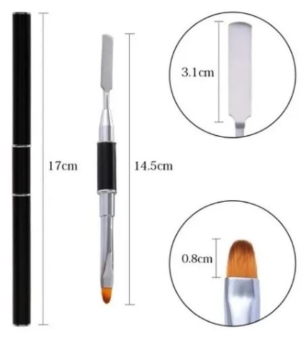 Pincel Para Acrigel Polygel Doble Con Espátula PolyGel