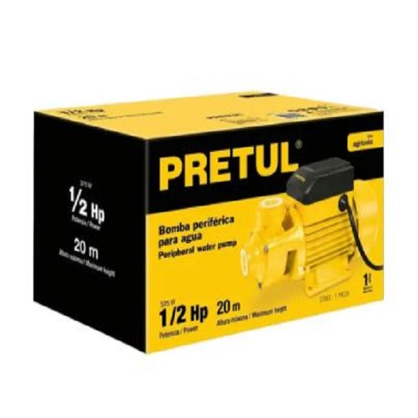 Bomba periférica Pretul BOAP-1/2P3 0.5hp amarilla 60Hz 127V