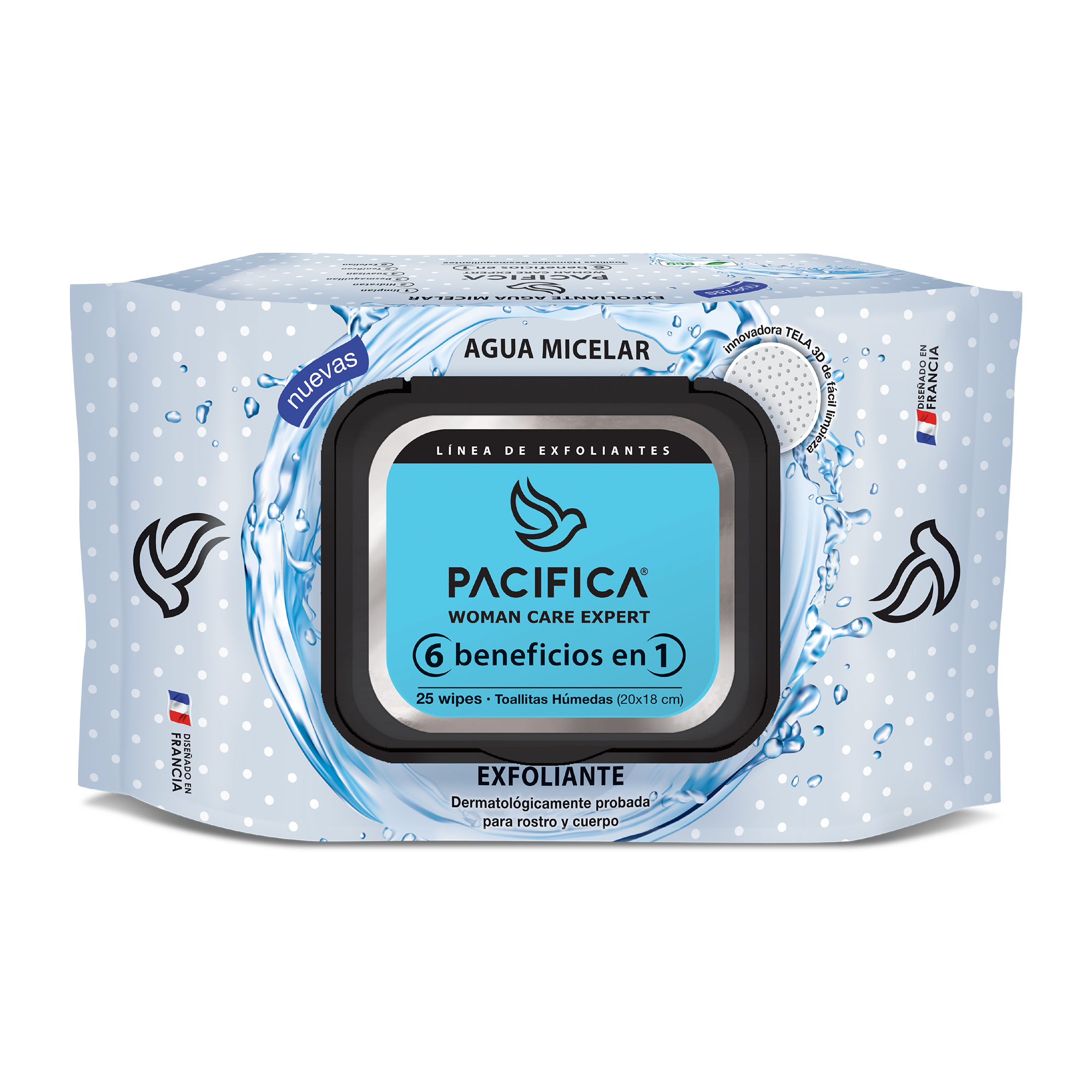 Toallitas Húmedas Exfoliantes Pacifica (Paquete con 25 Toallitas)