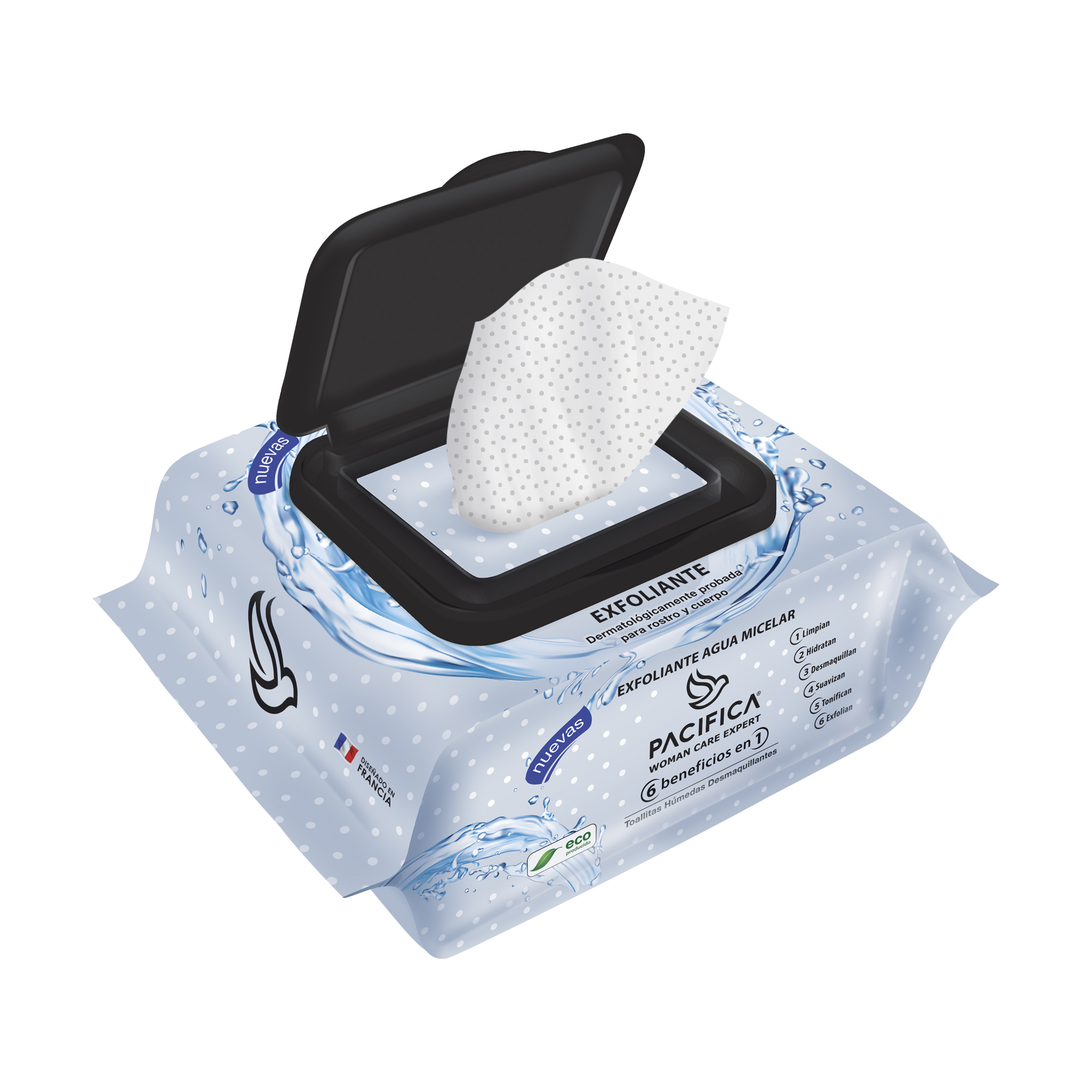 Toallitas Húmedas Exfoliantes Pacifica (Paquete con 25 Toallitas)