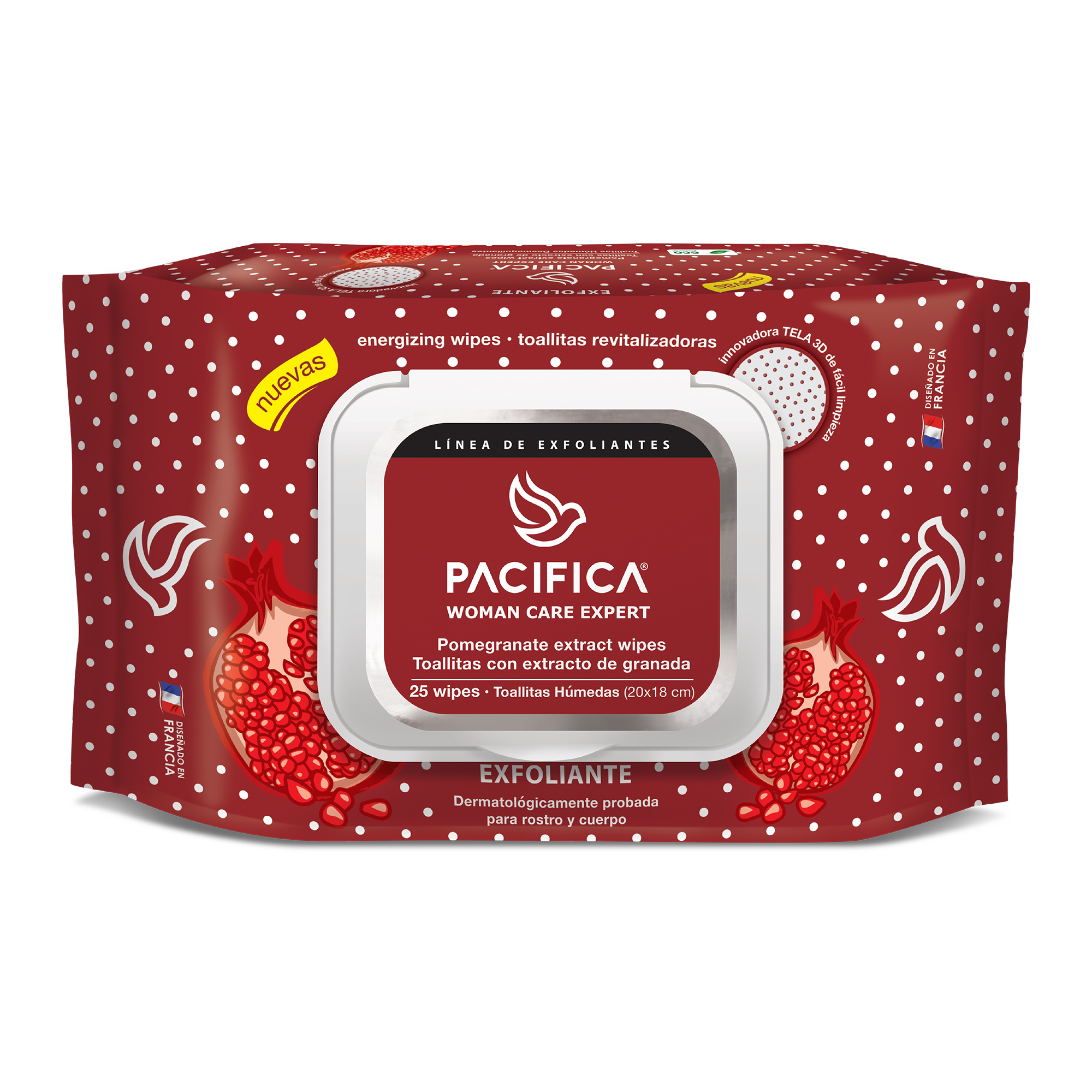 Toallitas Húmedas Exfoliantes Pacifica (Paquete con 25 Toallitas)