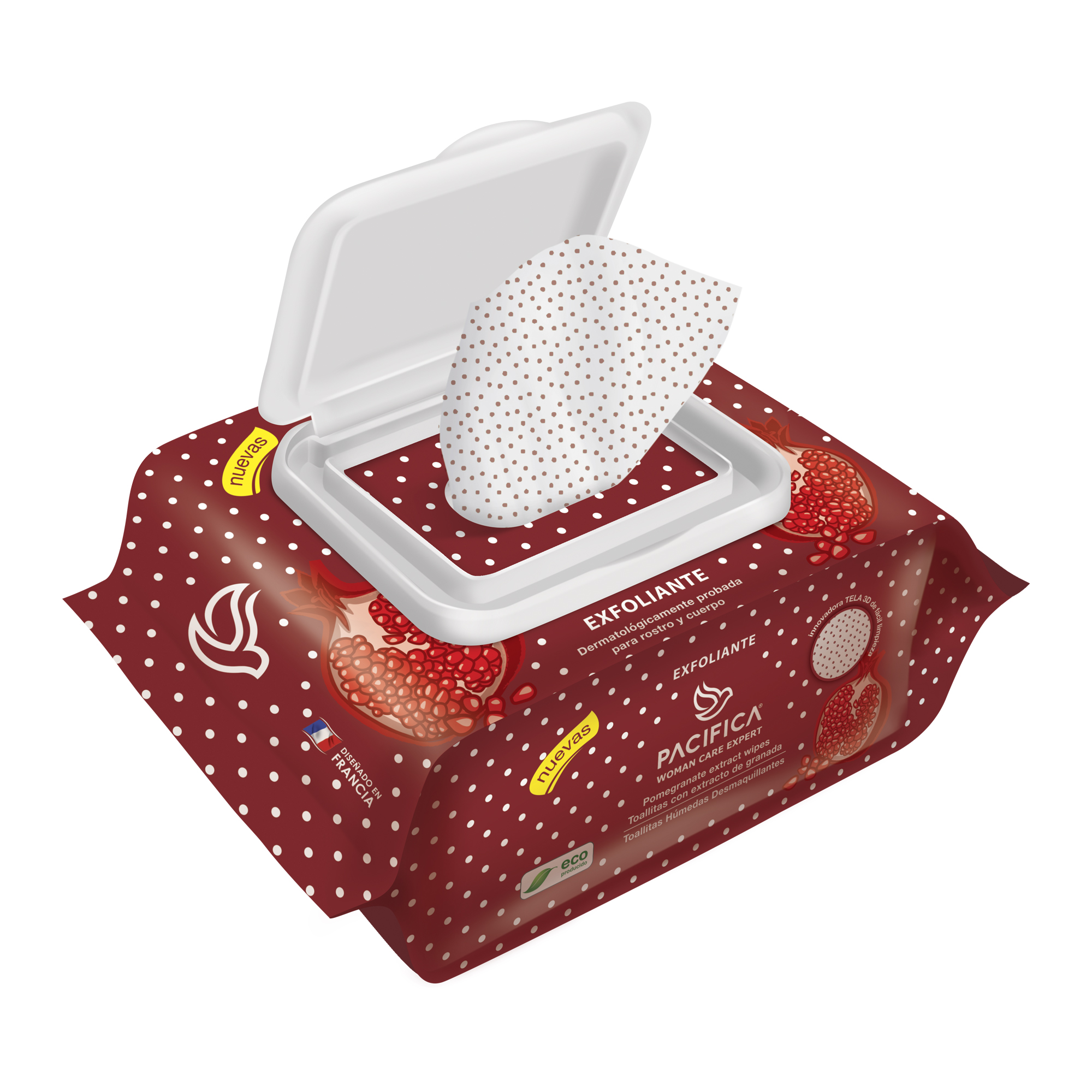 Toallitas Húmedas Exfoliantes Pacifica (Paquete con 25 Toallitas)